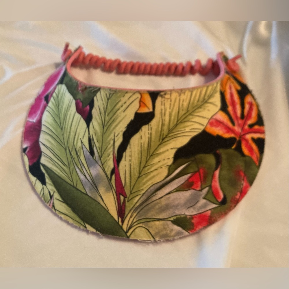 Sun Visor Tropical Print Adjustable 4” Brim Vacation Summer